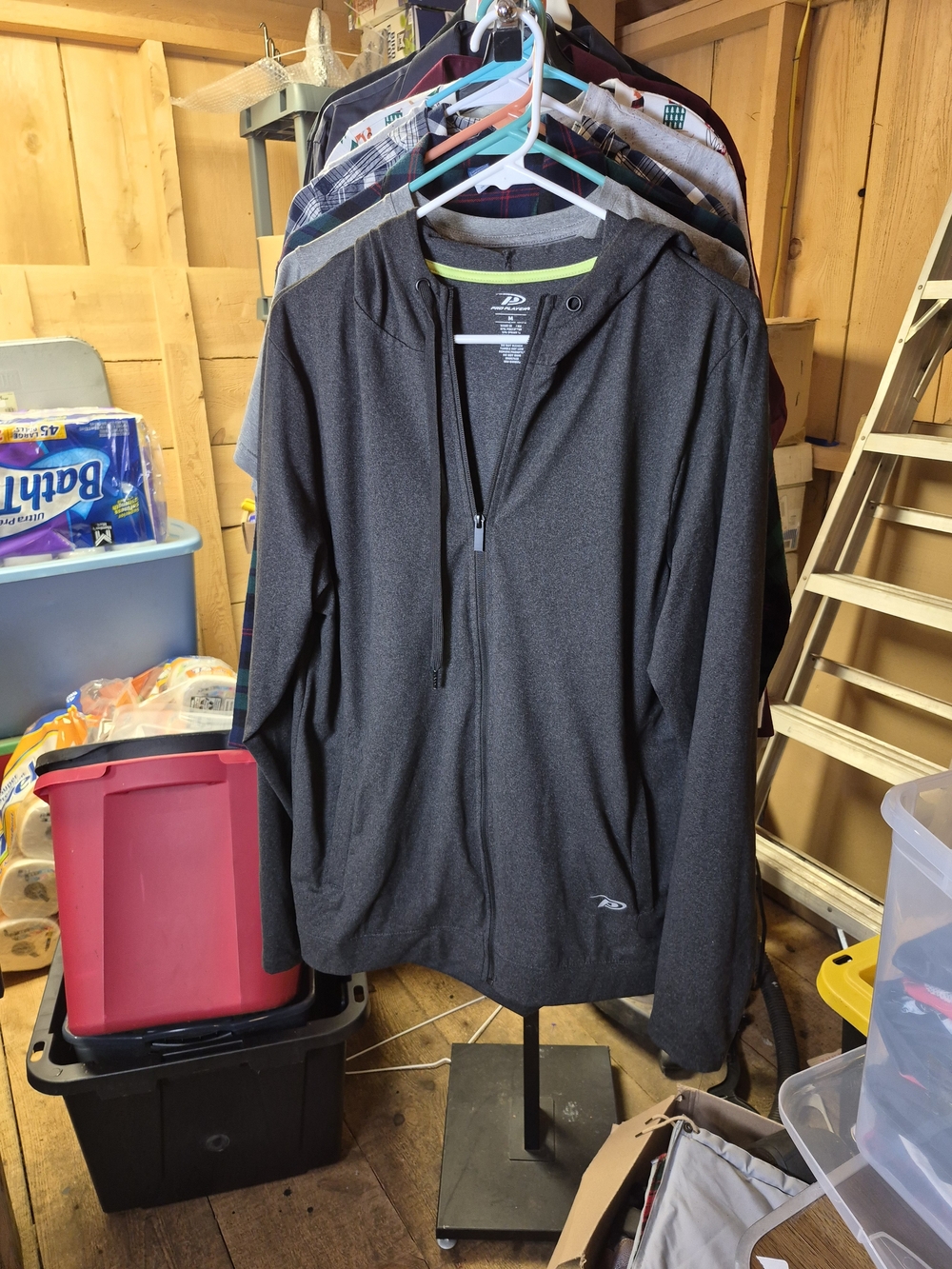 Men's Lightweight Full-Zip Hooded Jacket - Charcoal Gray Bin 46